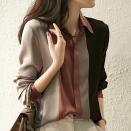 New Office Lady Long Sleeve Women's Shirts Elegant Button Up Patchwork Satin Blouse Women Casual Loose Clothes Woman Tops 18146