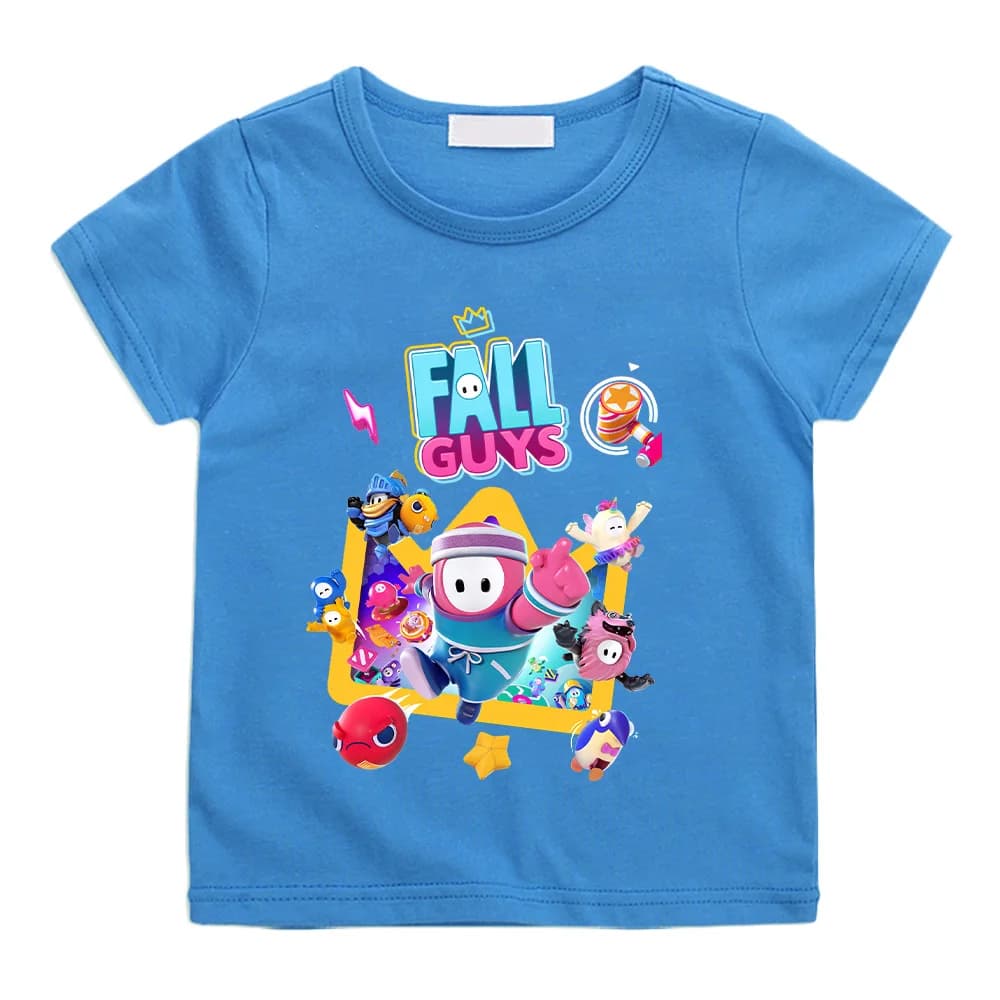 Fall Guys Anime Print Cotton T-shirts Fun Games Boys/Girls Kids Tshirts New Design Short Sleeve Tops High Quality Children Tees