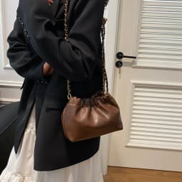 Women's chain shoulder bag PU leather crossbody bag handbag all casual pleated vagabonds bag women's fashion purse