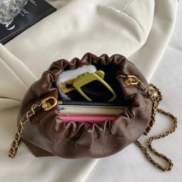 Women's chain shoulder bag PU leather crossbody bag handbag all casual pleated vagabonds bag women's fashion purse
