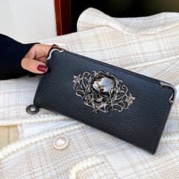 Famous Luxury Brand Design Women Men Long Wallets Skull Punk Style Wallets for Ladies Girl Money Pocket Card Holder Phone Bag