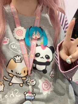 Grey Pink Striped Panda Print Long Sleeve Shirts Y2k Cartoon Japanese Harajuku Kawaii Loose Hoodie Women Spring New Tees