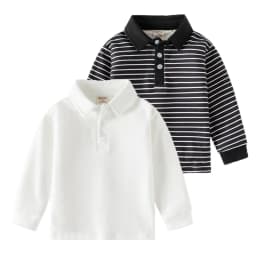 2-6 Y Children's Solid Color POLO Shirt Boy Handsome Fashion Sports Long Sleeve Sweatshirts Girl Casual Cotton Tops Kids Clothes