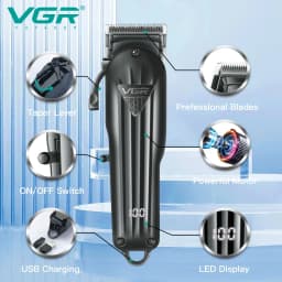 VGR Electric Hair Clipper Professional Hair Trimmer Cordless Trimmer for Men V-282 Barber Haircut Machine Rechargeable