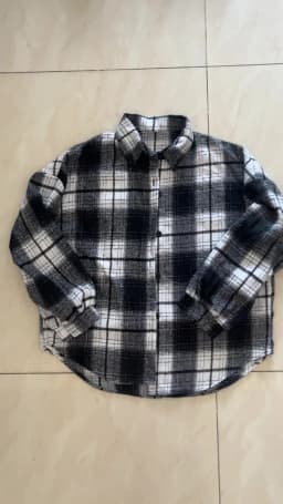 Flannel Plaid Shirt Women Long Sleeve Collared Button Down Oversized Check Blouse Shacket Female Street Style Casual Outfit