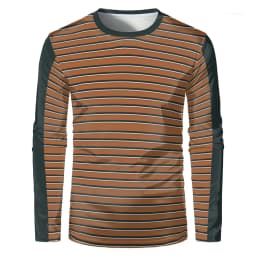Men Simplicity Stripe Printed Long Sleeve T-shirt Casual Comfort Stretch Tshirts Fashion O-Neck Loose Women Sports Pullover Tops