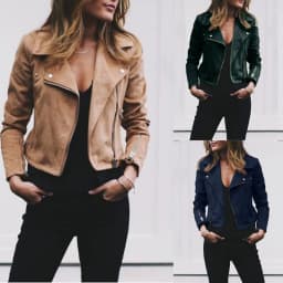 Suede Leather Zipper Coats Women Autumn Turn-down Collar Cropped Jacket Slim Fit Casual Fashion Streetwear Female Outwears Y2K