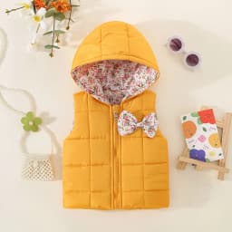 Winter Baby Girl Elephant Print Warm Vest Jacket Cute Girl Hooded Vest Top