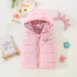 Winter Baby Girl Elephant Print Warm Vest Jacket Cute Girl Hooded Vest Top