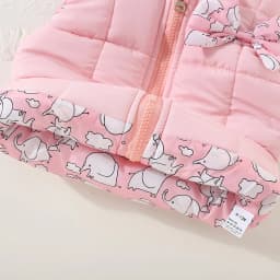 Winter Baby Girl Elephant Print Warm Vest Jacket Cute Girl Hooded Vest Top