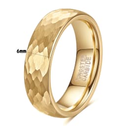 6mm Gold/Black/Silver Hammered Engagement Wedding Band Tungsten Carbide Rings for Men Women