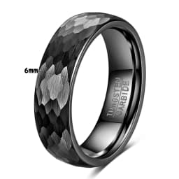 6mm Gold/Black/Silver Hammered Engagement Wedding Band Tungsten Carbide Rings for Men Women