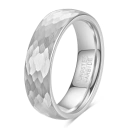 6mm Gold/Black/Silver Hammered Engagement Wedding Band Tungsten Carbide Rings for Men Women