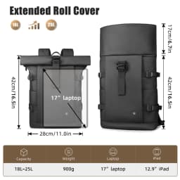 HK Expandable Travel Backpack for Men Large Capacity Hiking Rucksack Waterproof 17 inch Laptop Backpack Men's School Bag Daypack