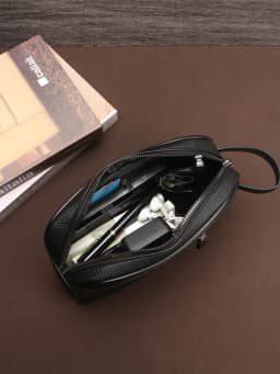 Men's Business Clutch Bag Travel Essentials Outdoor Toiletry PU Portable Handheld Cosmetic Bag Large Capacity Elegant Design