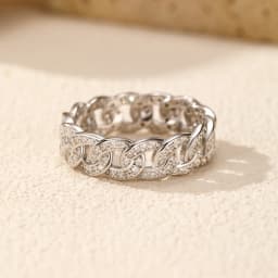 MODIAN 925 Sterling Silver Sparkle Clear CZ Lock Eternity Band Ring For Women Party Vacation Stackable Trendy Fine Jewelry Gifts