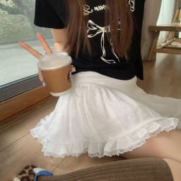 Biyaby Summer White Lace Mini Skirt Women Korean Chic High Waist Y2k Short Skirts Woman Ballet Style Ruffles Cake Skirts Female