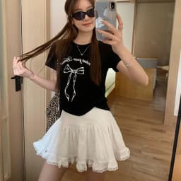 Biyaby Summer White Lace Mini Skirt Women Korean Chic High Waist Y2k Short Skirts Woman Ballet Style Ruffles Cake Skirts Female