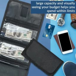 Cash Storage Box with 6 Zippered Pockets, Cash Ticket Storage Box, Envelope Wallet Money Bag