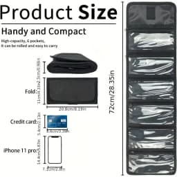 Cash Storage Box with 6 Zippered Pockets, Cash Ticket Storage Box, Envelope Wallet Money Bag