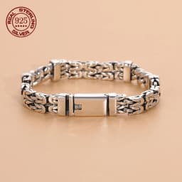 S925 Sterling Silver Double-Layer Peace Print Bracelet Woven Retro Personality National Tide National Style Hand Jewelry Gift