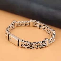S925 Sterling Silver Double-Layer Peace Print Bracelet Woven Retro Personality National Tide National Style Hand Jewelry Gift