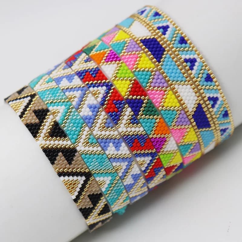 Miyuki Bead Bracelet Boho Style Woven Adjustable For Women Jewelry Multi colored geometric design Ladies Accessory Gifts Party
