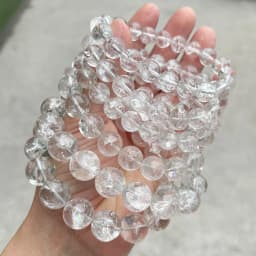 JD Natural Stone Azeztulite Rock Quartz Cracked Crystal Bead Bracelets Women Men Reiki Healing Stretch Jewelry Couple Party Gift