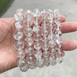 JD Natural Stone Azeztulite Rock Quartz Cracked Crystal Bead Bracelets Women Men Reiki Healing Stretch Jewelry Couple Party Gift