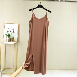 Womens Modal Full Slip Dress Underwear Veststrap Solid Long Under Dress Camisole Slips Inner Petticoat Women Intimates
