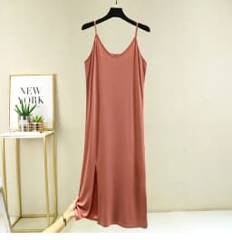 Womens Modal Full Slip Dress Underwear Veststrap Solid Long Under Dress Camisole Slips Inner Petticoat Women Intimates