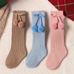 3Pairs/Lot Baby Ball Knee High Socks Soft Cotton Kids Girls Cute Stripe Solid Sock Spanish Children Long Socken For 0-8Years
