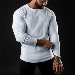 Men Compression Cotton T Shirt Fitness Long Sleeve Sport Tshirt Training Jogging Shirts Gym Sportswear Quick Dry Rashgard