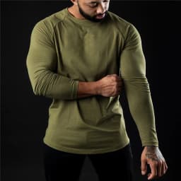 Men Compression Cotton T Shirt Fitness Long Sleeve Sport Tshirt Training Jogging Shirts Gym Sportswear Quick Dry Rashgard