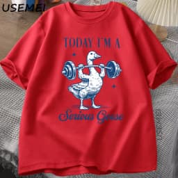 Serious Goose Weightlifting T Shirt Funny Gym Workout Printed T-shirt Animal Lover Tshirt Harajuku Cotton Short Sleeve Tees
