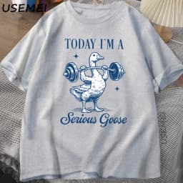 Serious Goose Weightlifting T Shirt Funny Gym Workout Printed T-shirt Animal Lover Tshirt Harajuku Cotton Short Sleeve Tees