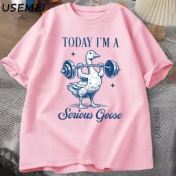 Serious Goose Weightlifting T Shirt Funny Gym Workout Printed T-shirt Animal Lover Tshirt Harajuku Cotton Short Sleeve Tees