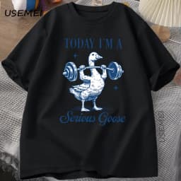 Serious Goose Weightlifting T Shirt Funny Gym Workout Printed T-shirt Animal Lover Tshirt Harajuku Cotton Short Sleeve Tees