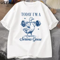 Serious Goose Weightlifting T Shirt Funny Gym Workout Printed T-shirt Animal Lover Tshirt Harajuku Cotton Short Sleeve Tees