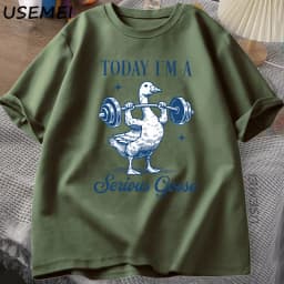 Serious Goose Weightlifting T Shirt Funny Gym Workout Printed T-shirt Animal Lover Tshirt Harajuku Cotton Short Sleeve Tees