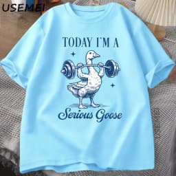 Serious Goose Weightlifting T Shirt Funny Gym Workout Printed T-shirt Animal Lover Tshirt Harajuku Cotton Short Sleeve Tees