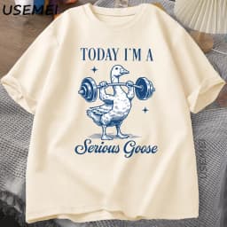 Serious Goose Weightlifting T Shirt Funny Gym Workout Printed T-shirt Animal Lover Tshirt Harajuku Cotton Short Sleeve Tees