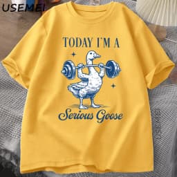 Serious Goose Weightlifting T Shirt Funny Gym Workout Printed T-shirt Animal Lover Tshirt Harajuku Cotton Short Sleeve Tees