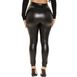 Women High Waist Tummy Control Butt Lift PU Leather Leggings Outwear Skinny Pants Casual Trousers Streetwear