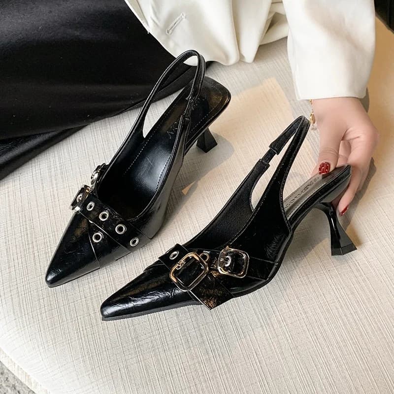 Ew Designer High Heels Sandals Women Shoes Summer Footwear Pointed Toe Party Ladies Shoes Fashion Buckle Strap Female Pump
