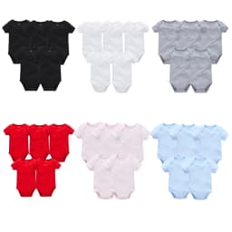 5 Pcs Set Baby Boys Clothes 100% Cotton Solid Black Short Sleeve Blank Baby Bodysuits Body Bebe Newborn Jumpsuit Plain 0-24 M