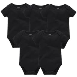 5 Pcs Set Baby Boys Clothes 100% Cotton Solid Black Short Sleeve Blank Baby Bodysuits Body Bebe Newborn Jumpsuit Plain 0-24 M