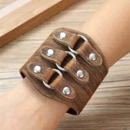 Fashionable Multifunctional Wide Leather Bracelet with Brown and Black Wide Cuffs Vintage Punk Wristband Men's Jewelry Classic