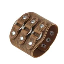 Fashionable Multifunctional Wide Leather Bracelet with Brown and Black Wide Cuffs Vintage Punk Wristband Men's Jewelry Classic