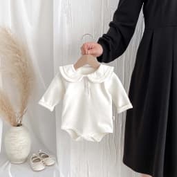 Ins Korean Style Children's Wear Cute College Style Long Sleeve Lapel Jumpsuit Cute Contrast Jumpsuit